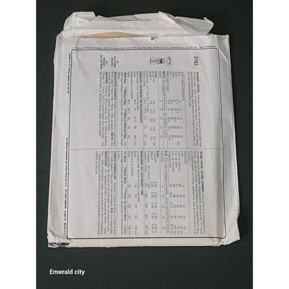 Vtg McCall’s Pattern #3162 Miss 8  Pull-over Dress 1987 Shoulder Pads Cut - Picture 2 of 6